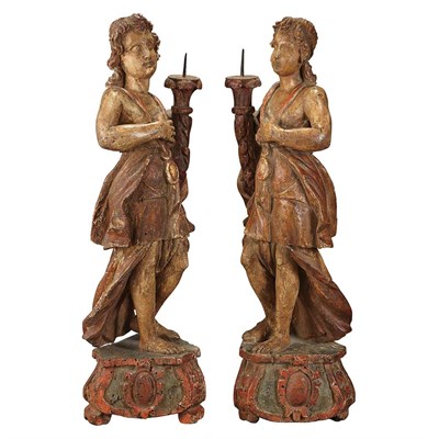Lot 183 - Pair of Continental Baroque Polychrome...