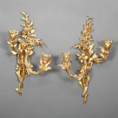 Lot 224 - Pair of Louis XV Style Gilt-Bronze Two-Light...
