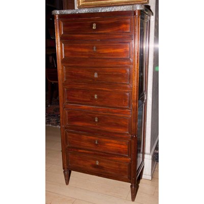 Lot 355 - Louis XVI Style Mahogany Marble Top Secretaire...