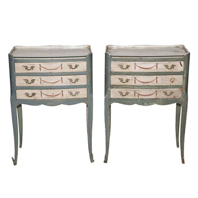 Lot 293 - Pair of Rococo Style Painted Side Tables...