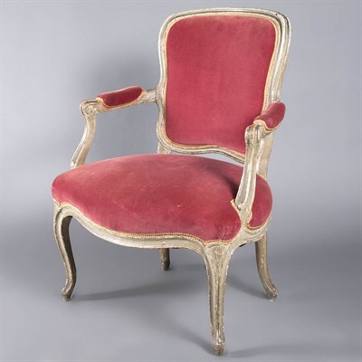 Lot 196 - Louis XV Painted Fauteuil en Cabriolet Mid...