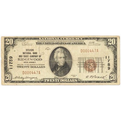 Lot 274 - U.S. Bank Note, $20 1929 National Bank Note....
