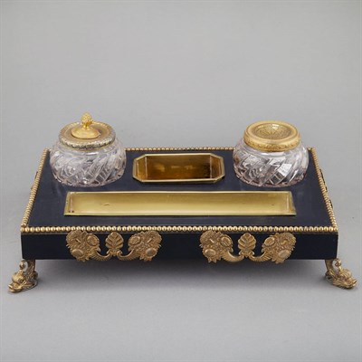 Lot 373 - Empire Style Gilt-Metal Mounted Black Painted...