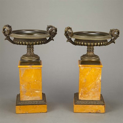 Lot 440 - Pair of Neoclassical Style Bronze Urns Each of...