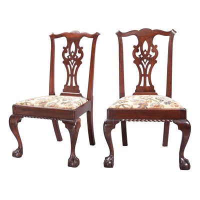 Lot 222 - Pair of Chippendale Mahogany Side Chairs New...