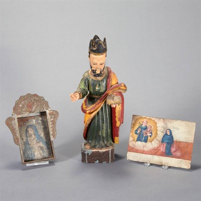 Lot 218 - Spanish Colonial Carved and Painted Figure of...