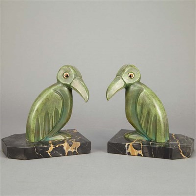Lot 198 - Pair of French Art Deco Verdigris...