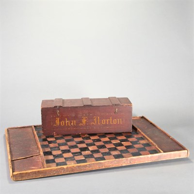 Lot 151 - American Painted Pine Game Board 19th Century;...