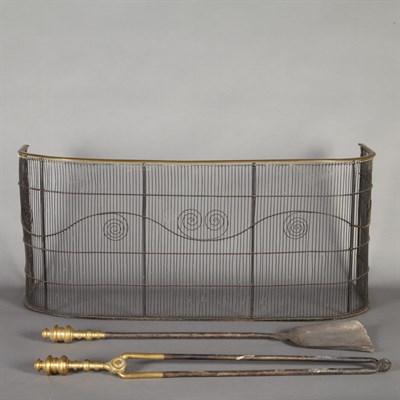 Lot 235 - Group of Brass and Iron Fireplace Equipment...
