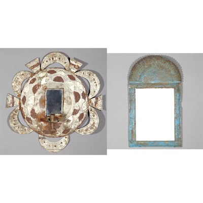 Lot 195 - Punched Tin Mirror Sconce Height 17 1/2 inches;...