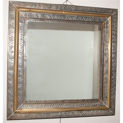Lot 244 - Brass and Punched Tin Mirror Possibly Mexican...