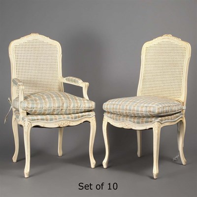 Lot 396 - Set of Ten Louis XVI Style Painted Dining...