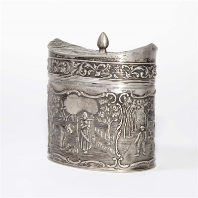 Lot 1584 - Continental Repousse Silver Tea Caddy...