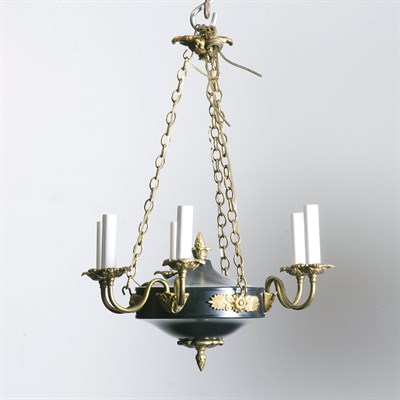 Lot 472 - Empire Style Painted and Gilt-Metal Six-Light...