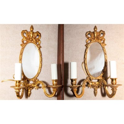 Lot 421 - Pair of Louis XVI Style Gilt-Bronze Two-Light...
