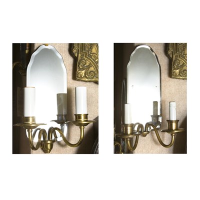Lot 467 - Pair of Mirror Back Two-Light Sconces Height...