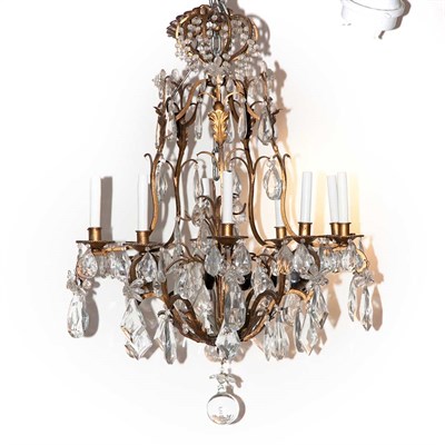 Lot 480 - Louis XV Style Gilt-Metal and Glass Chandelier...