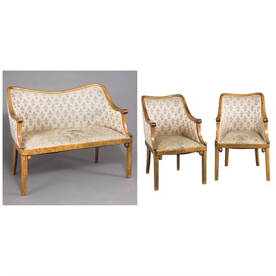 Lot 427 - Viennese Beechwood Salon Suite Length of...