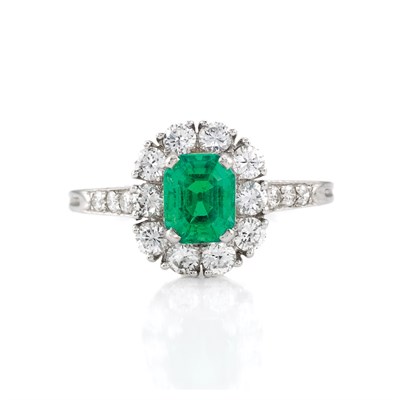 Lot 533 - Platinum, Emerald and Diamond Ring, Tiffany & Co.