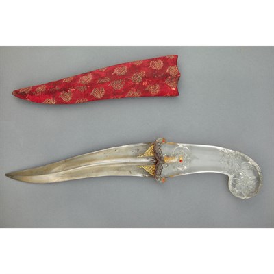 Lot 451 - Indian Dagger The clear glass scrolled handle...