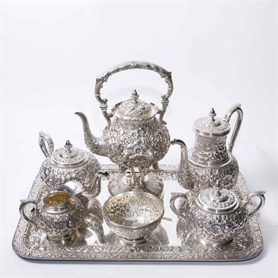 Lot 1360 - Gorham Sterling Silver Repousse Five-Piece Tea...