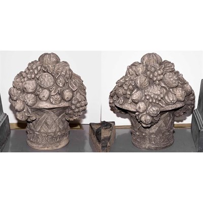 Lot 566 - Pair of Composition Fruit Baskets Height 20...