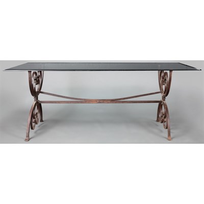 Lot 245 - French Glass Top Iron Dining Table Height 30...
