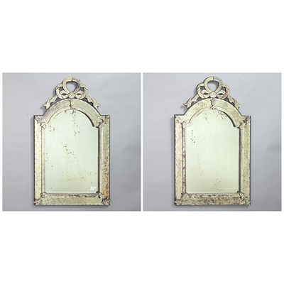Lot 590 - Pair of Venetian Mirror Framed Mirrors Height...