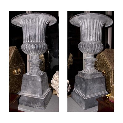 Lot 586A - Pair of Neoclassical Style Iron Garden Urns...