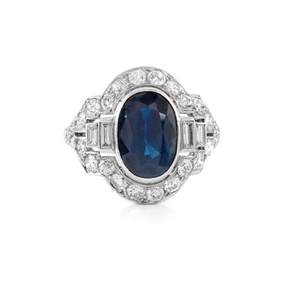 Lot 74 - Platinum, Sapphire and Diamond Ring