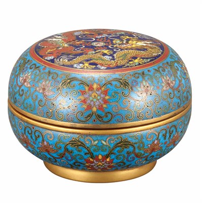 Lot 594 - Chinese Cloisonne Box and Jadeite Bangle 19th...