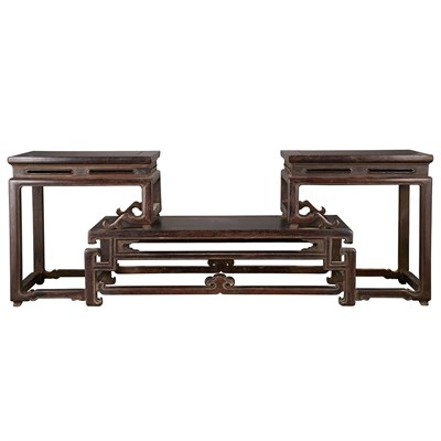 Lot 595 - Chinese Zitan Stand Constructed as two tall...