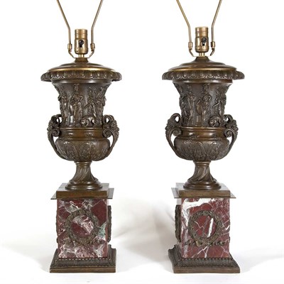 Lot 1376 - Pair of Neoclassical Style Patinated-Metal and...