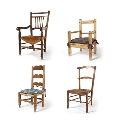 Lot 177 - Group of Four Provincial Wood Child's Chairs
