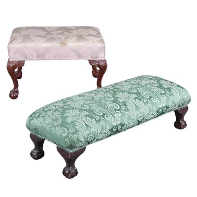 Lot 587 - Two Georgian Style Upholstered Mahogany Stools