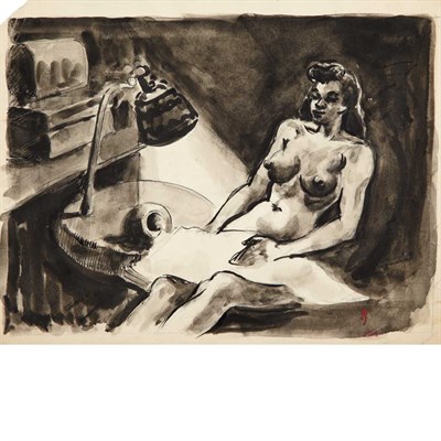 Lot 15 - Dox Thrash American, 1893-1965 Nude at Desk...