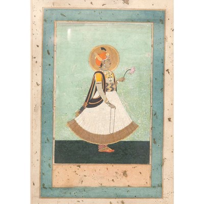 Lot 271 - Indian Gouache on Paper Painting of a Man with...