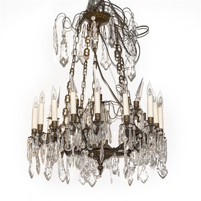 Lot 358 - Louis XV Style Metal and Glass Fifteen-Light...