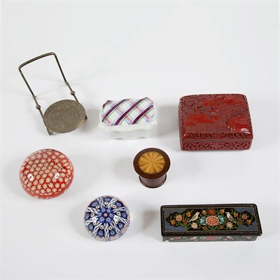 Lot 1236 - Two Glass Paperweights; Together with a Group...