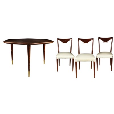 Lot 200 - Dining Set Italy, 1950s Mahogany stained wood,...