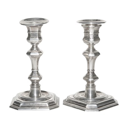 Lot 380 - Pair of French Silver Candlesticks Total...