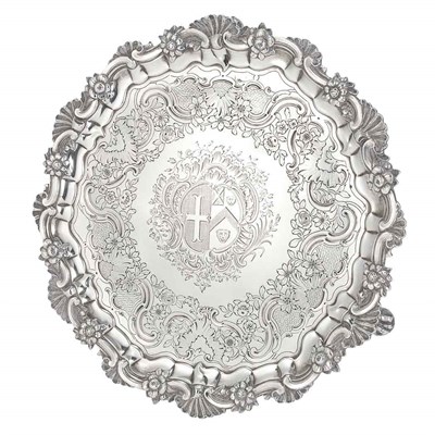 Lot 285 - Irish Silver Salver Maker's mark IP, first...