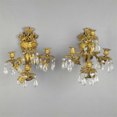 Lot 133 - Pair of Louis XV Style Gilt-Metal Four-Light...
