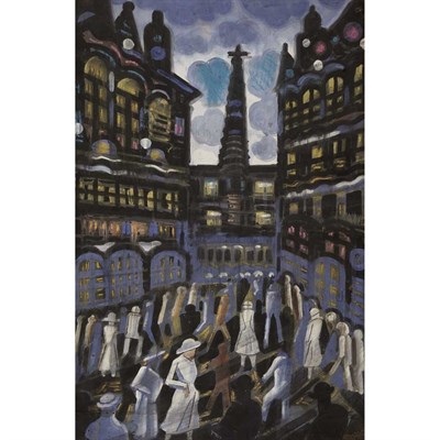 Lot 121 - Hugo Scheiber Hungarian, 1873-1950 Busy Street...