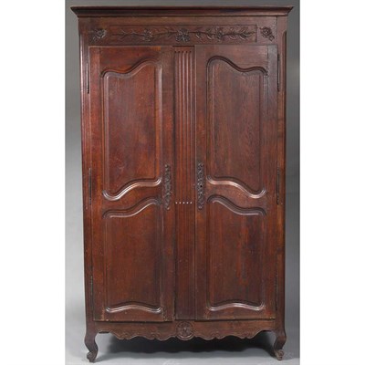 Lot 327 - Louis XV Stained Oak Armoire Height 7 feet 6...