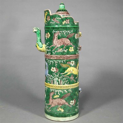 Lot 620 - Chinese Famille Verte Glazed Porcelain Temple...