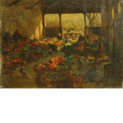 Lot 71 - Manner of Adolphe Monticelli Market Day Oil on...
