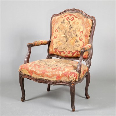Lot 203 - Louis XV Style Mahogany Stained Needlepoint...