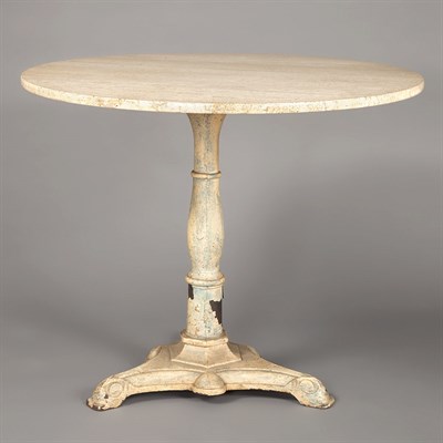 Lot 172 - Italian Marble Top White Painted Cafe Table...