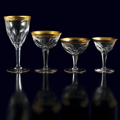 Lot 493 - Gilt Rim Glass Partial Stemware Service...